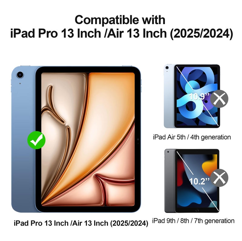 Juvraixo Privacy Screen Protector for iPad Pro 13 Inch 2025/2024 [8th/7th Generation,M5/M4] , iPad Air 13 Inch 2025/2024 [7/6th Generation,M3/M2] 9H Tempered Glass Anti-Spy [Face ID & Apple Pencil Compatible] Case Friendly HD Clear Case Friendly - Image 2