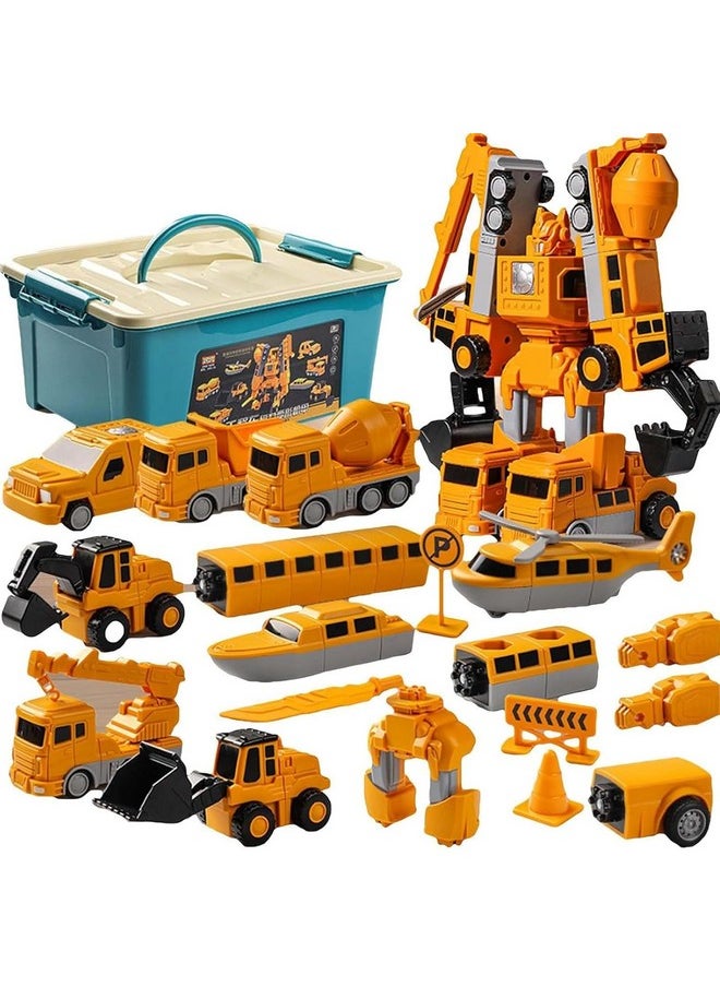 Sprstar Magnetic Transform Engineering Car Assembled Toys,Toy Construction Vehicles with Storage Box,Magnetic Blocks for Kids Age 3-5 4-8 Outdoor Toddler Activities Toys(Engineering Series-35 Pcs)  - Image 1