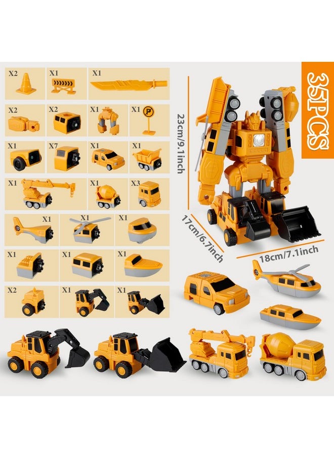 Sprstar Magnetic Transform Engineering Car Assembled Toys,Toy Construction Vehicles with Storage Box,Magnetic Blocks for Kids Age 3-5 4-8 Outdoor Toddler Activities Toys(Engineering Series-35 Pcs)  - Image 5