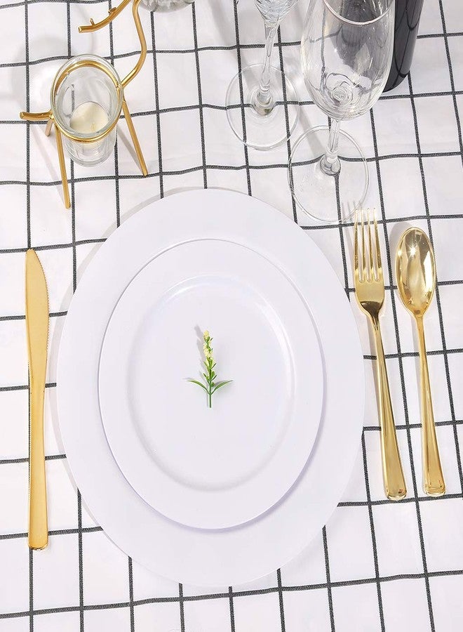 bUCLA 100PCS White Plastic Plates-10.25inch Disposable Dinner Plates-Premium Party&Wedding Plates - Image 4