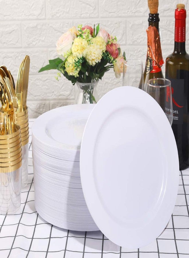 bUCLA 100PCS White Plastic Plates-10.25inch Disposable Dinner Plates-Premium Party&Wedding Plates - Image 3
