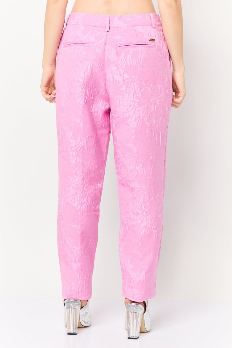 Scotch & Soda Women Slim Fit Floral Print Straight Leg Pants, Pink - Image 4