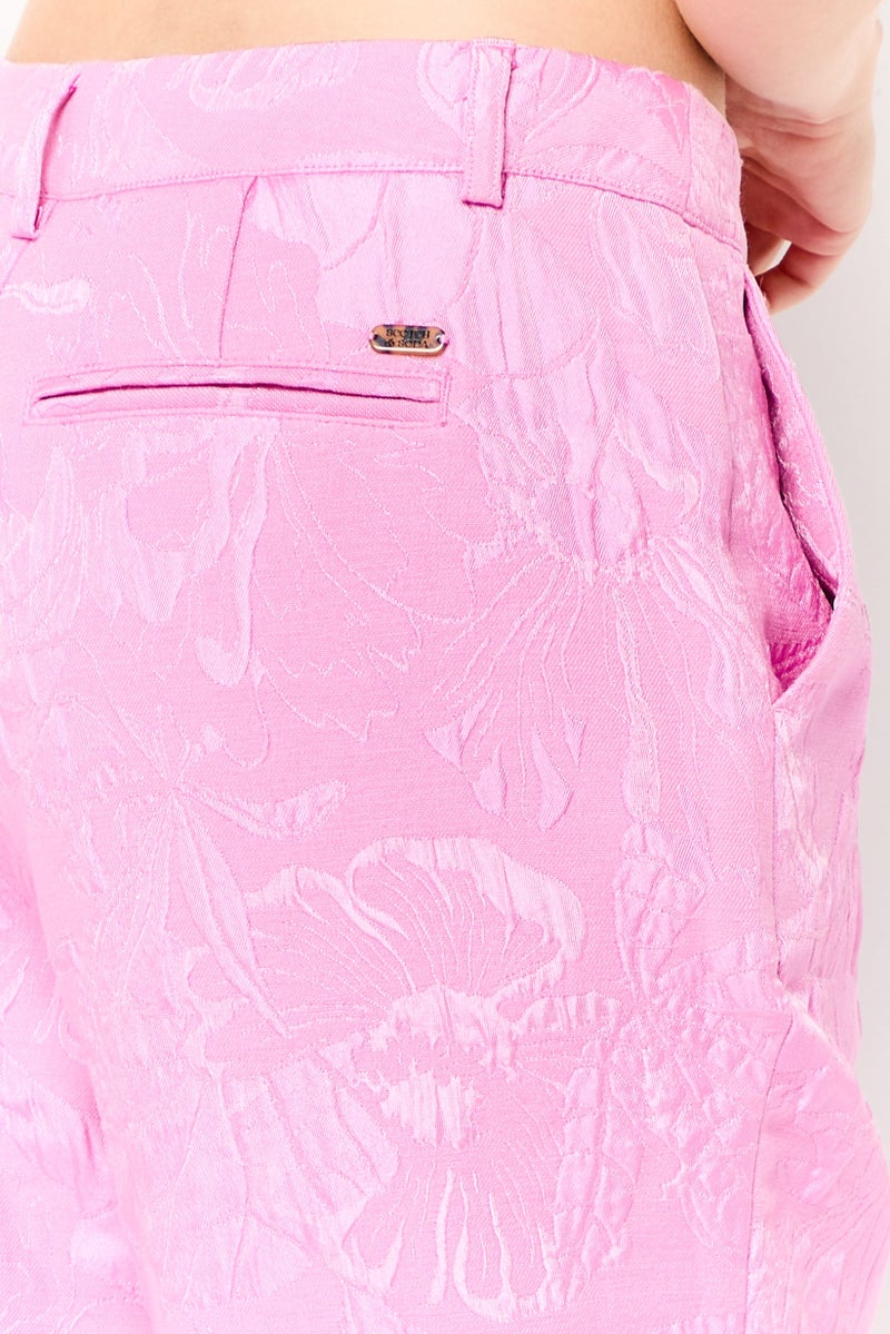 Scotch & Soda Women Slim Fit Floral Print Straight Leg Pants, Pink - Image 3