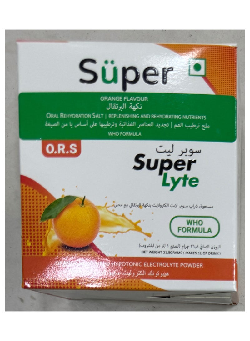 Super Lyte ORS, Orange Flavor (21.8gm x 10 sachets) - Image 1