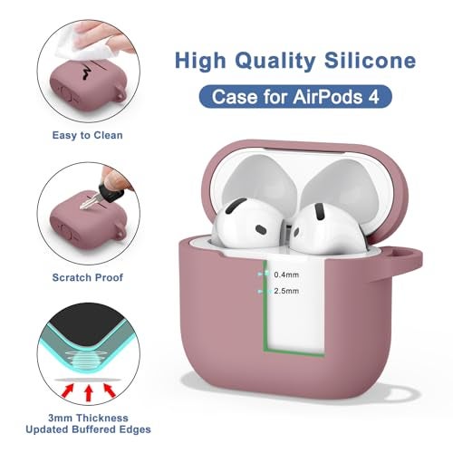 Meliya Case for AirPods 4 (2024), Wireless Charging, Powerful Drop Protection, Tough Magnetic Cover with Cleaning Pen for Apple AirPods 4th Generation- Pink - Image 5