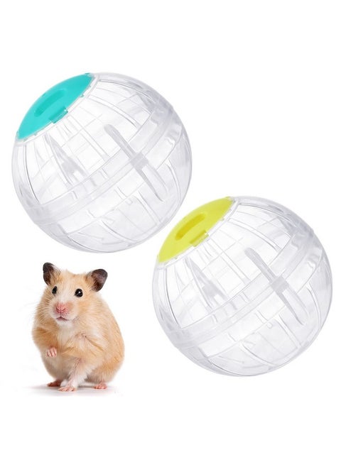 2 Pieces Hamster Exercise Ball, 5.7 Inch Guinea Pigs Running Ball Transparent Plastic Hamster Wheel for Dwarf Rabbits Small Pets to Reduce Boredom and Increase Activity