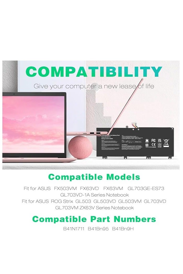 Terabyte بطارية لابتوب أسوس B41N1711 ROG GL503VD GL703V GL703VD FX503VM FX63VD - Image 3