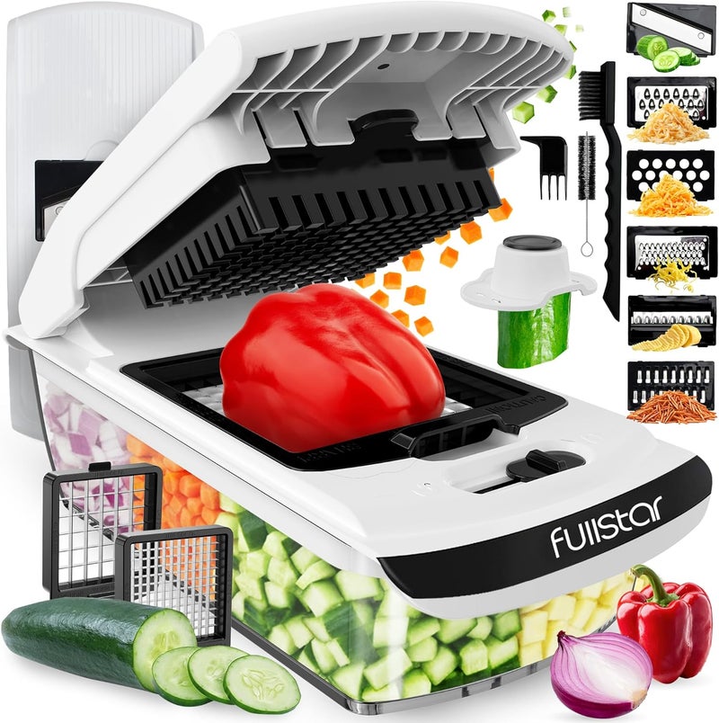 FULL STAR The Original Pro Chopper - Vegetable Chopper and Spiralizer, Food Chopper with Container, Fruit Slicer, Kitchen Gadgets & Gifts, Home Essentials (8 in 1, White) - Image 1