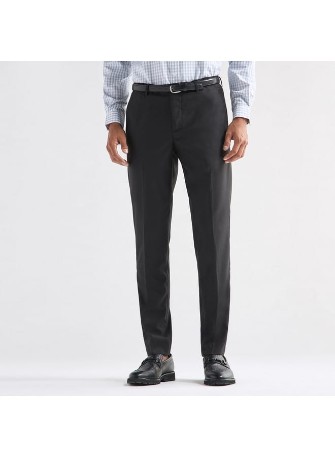 Splash FAV Textured Regular Fit Flexi Waist Trousers with Pockets  - Image 1