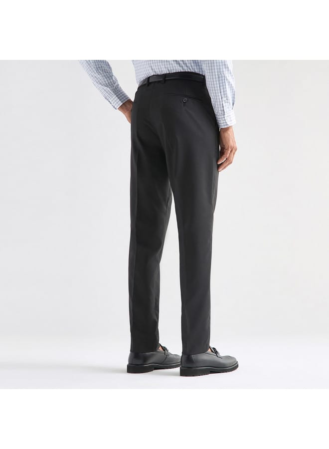 Splash FAV Textured Regular Fit Flexi Waist Trousers with Pockets  - Image 3