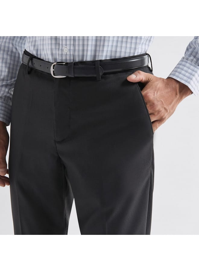Splash FAV Textured Regular Fit Flexi Waist Trousers with Pockets  - Image 4