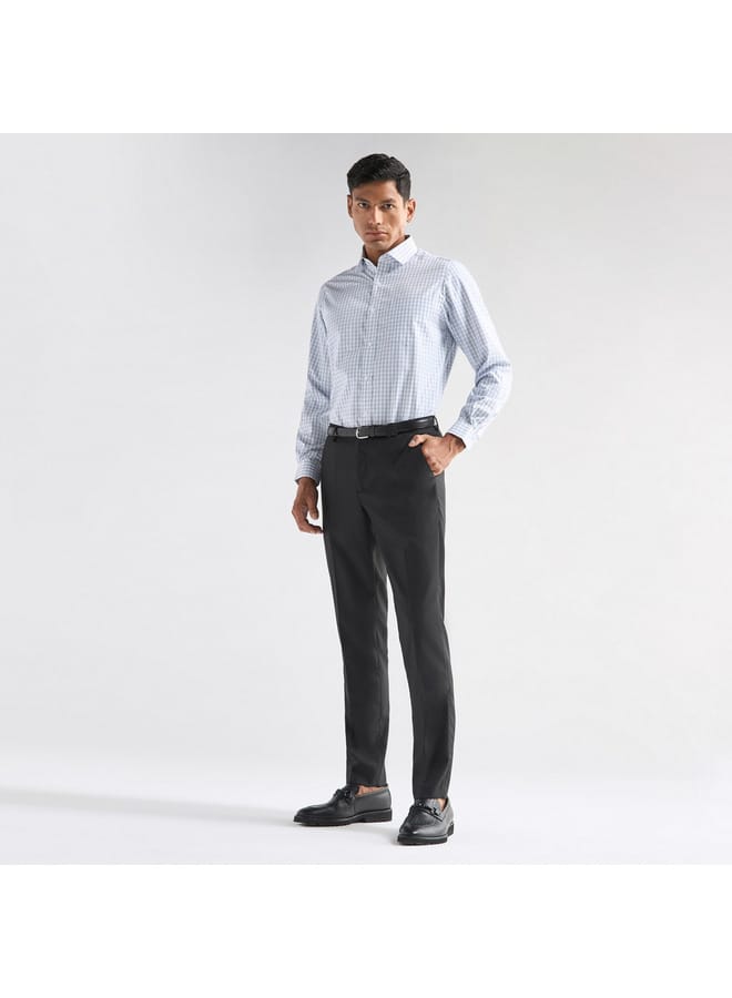 Splash FAV Textured Regular Fit Flexi Waist Trousers with Pockets  - Image 2