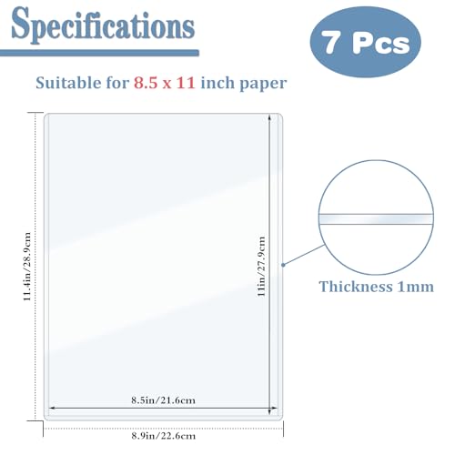 ELEMGULY Rigid Print Protectors, 7 Pack 8.5 x 11'' Plastic Clear Page Sheet Protectors, Hard Paper Page Sleeves for Document, Paper, Picture, Photo - Image 2