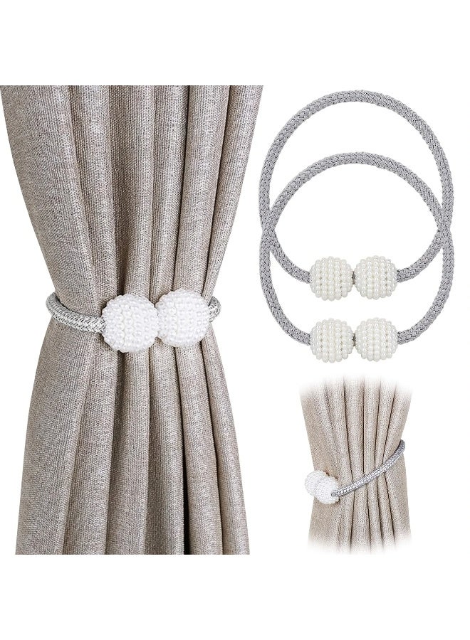 Goolsky 2pcs Vintage Pearl Magnetic Curtain Hooks, Strong Holdback for Small, Thin, Light-Transmitting Drapes, Easy Clip Design, Magnetic Hooks for Hanging - Image 1