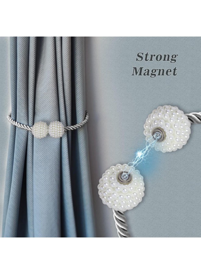 Goolsky 2pcs Vintage Pearl Magnetic Curtain Hooks, Strong Holdback for Small, Thin, Light-Transmitting Drapes, Easy Clip Design, Magnetic Hooks for Hanging - Image 3