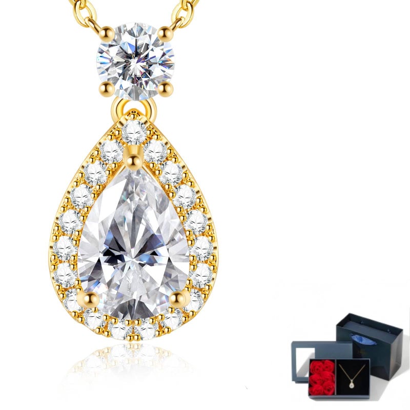 LOIPURI Promise Necklace for Her, 2.5cttw Moissanite Halo Pendant for Women, Romantic I Choose You Gift To Girlfriend Wife from Boyfriend Husband, Ready to Gift Box for Christmas Valentine's Day Anniversary - Image 1