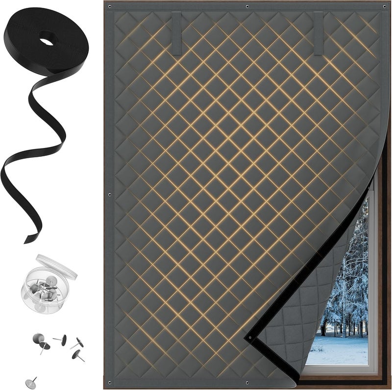 AGHITG Window Insulation Winter 42" x 32" Cold Weather Thermal Insulation Cover with Cotton, Insulated Window Cover for Winter, Heavy Duty Window Insulation Kit, Window Draft Cold Air Blocker - Image 1