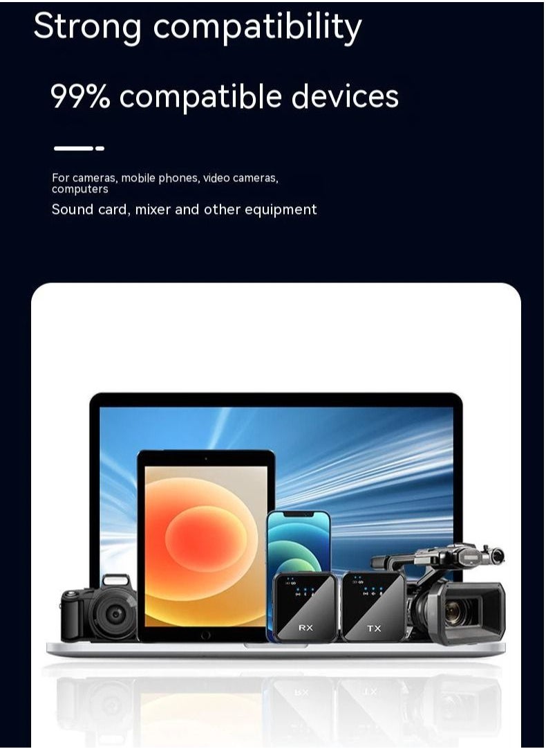 Generic - Portable Wireless Noise Canceling Microphone Anti Interference for Recording iPhone Android Video Speech - Image 1