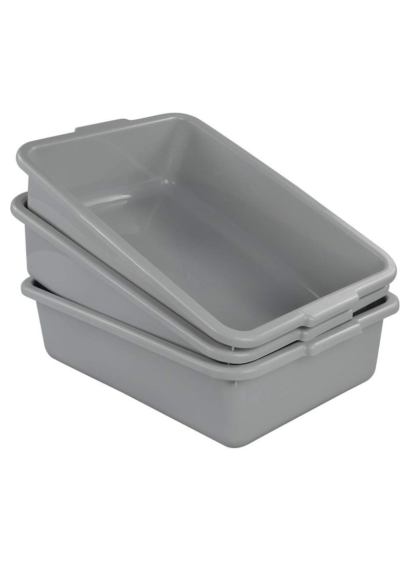 Ucake Ucake 3Pack Plastic Bus Tub 13 L Plastic Utility Bus Box Dish Pan Grey 