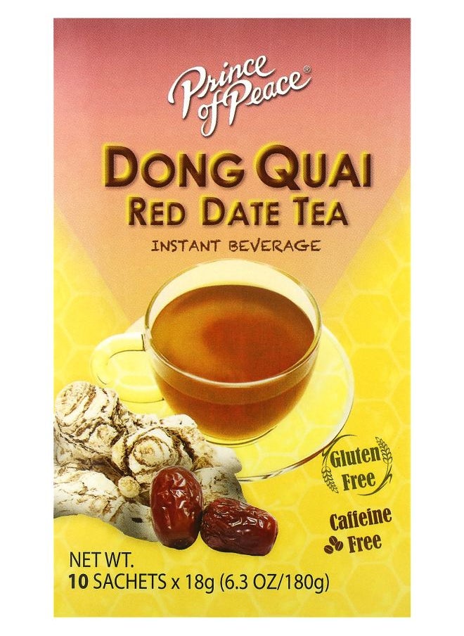 prince of peace Instant Beverage Dong Quai Red Date Tea Caffeine Free 10 Sachets 6.3 oz (180 g) 