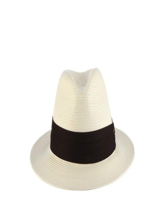 Scala Men's Paper Braid Safari Hat with Black Band, Ivory, L - Image 2