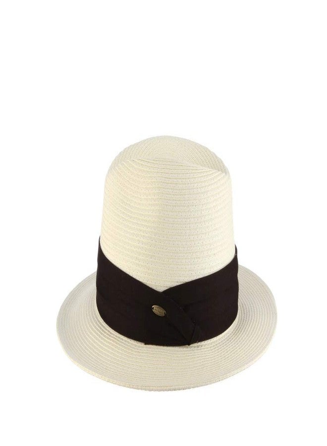 Scala Men's Paper Braid Safari Hat with Black Band, Ivory, L - Image 3