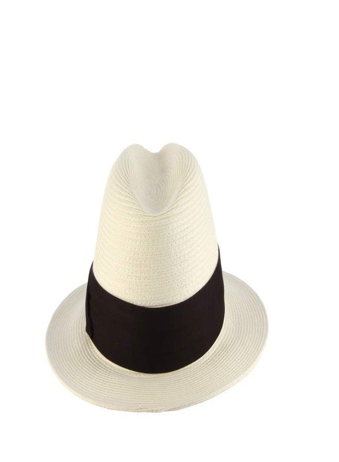 Scala Men's Paper Braid Safari Hat with Black Band, Ivory, L - Image 4