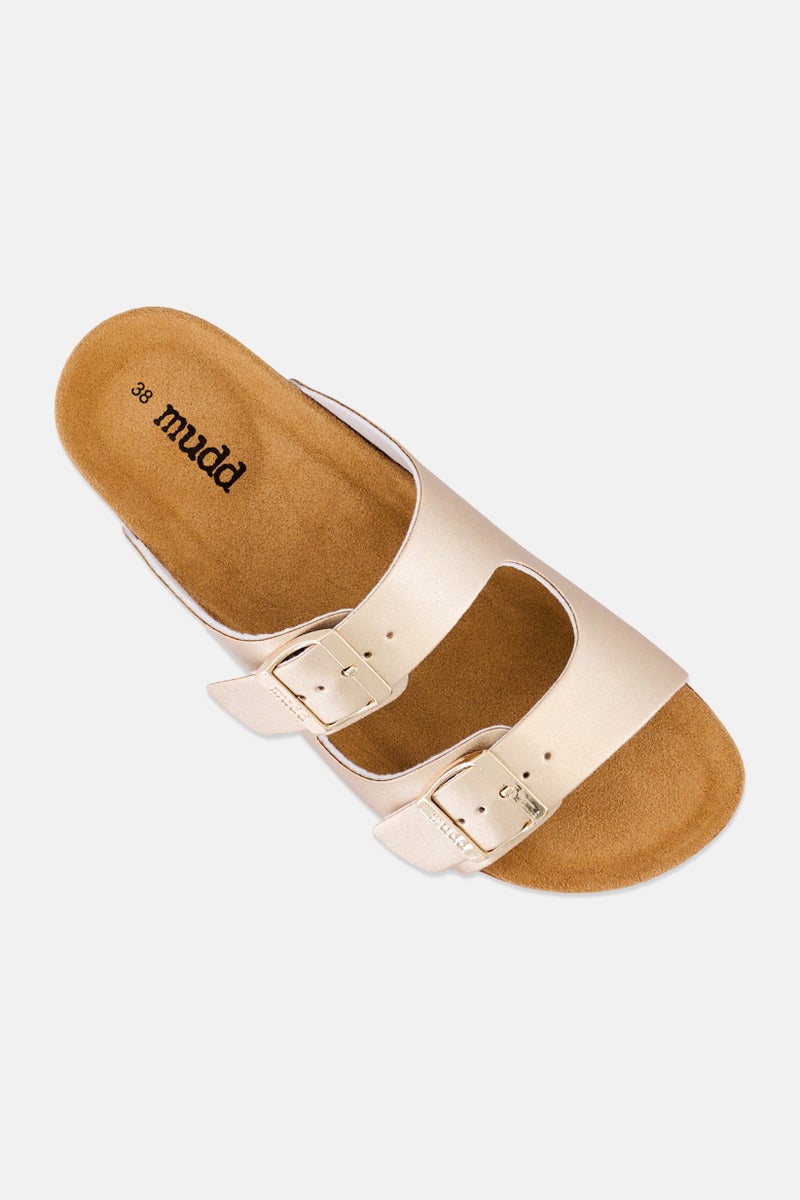 Mudd Women Slip On Cork Sandals, Gold - Image 2