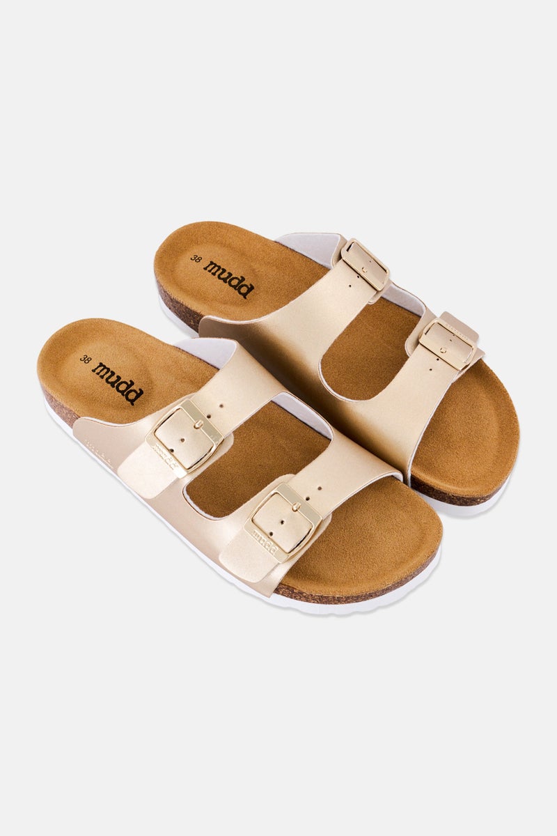 Mudd Women Slip On Cork Sandals, Gold - Image 4