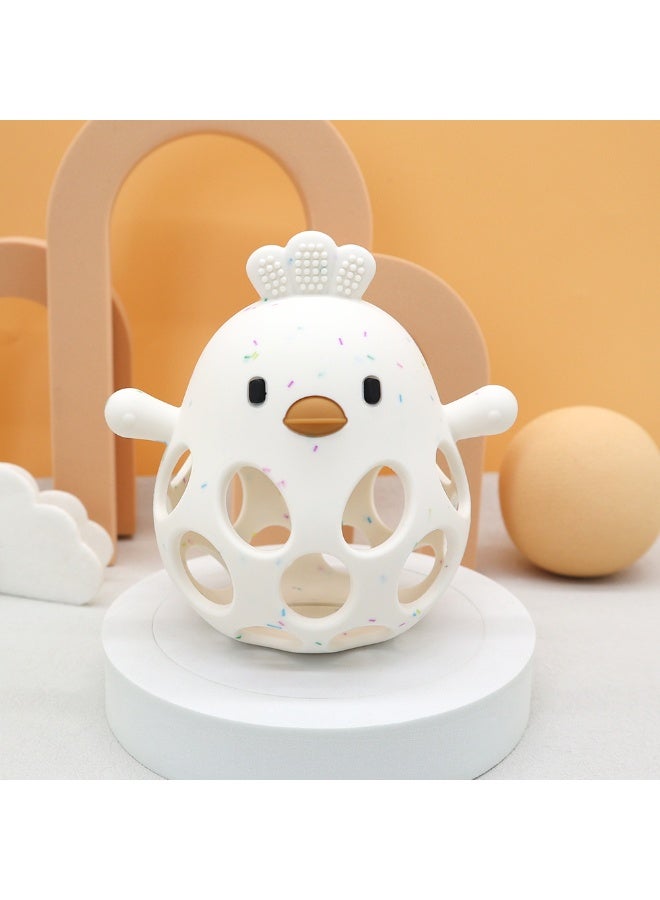 Mini Treasures BPA Free Silicone Baby Chicken Teething Toys| Baby Hand Teether Mitten for Sucking Needs| Baby Chew Toys Hand Pacifier for Soothing Teething Pain Relief - White - Image 2
