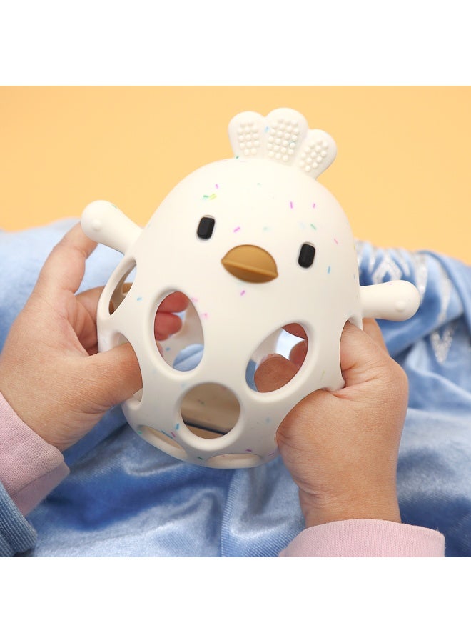 Mini Treasures BPA Free Silicone Baby Chicken Teething Toys| Baby Hand Teether Mitten for Sucking Needs| Baby Chew Toys Hand Pacifier for Soothing Teething Pain Relief - White - Image 4