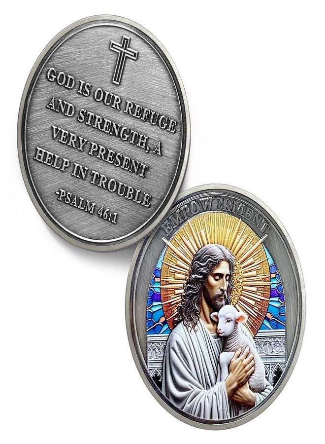 IELCJJ Rare The Good Shepherd Challenge Coin - Psalm 46 1 Jesus God Empowerment Prayer Token - Art Pocket Bible Verses Christian Coins - Lucky Religious Commemorative Gifts for Men Women - Image 1