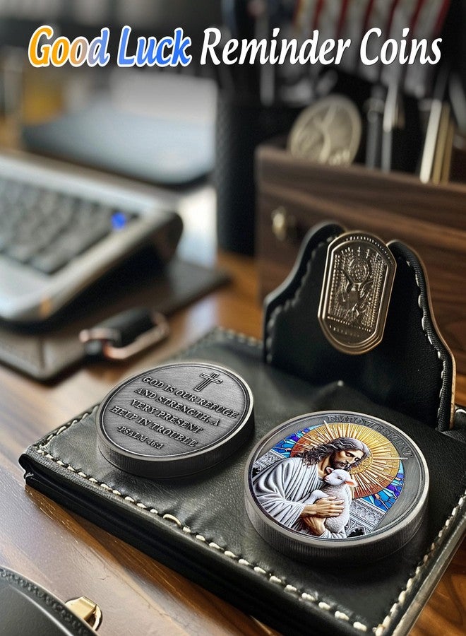 IELCJJ Rare The Good Shepherd Challenge Coin - Psalm 46 1 Jesus God Empowerment Prayer Token - Art Pocket Bible Verses Christian Coins - Lucky Religious Commemorative Gifts for Men Women - Image 5