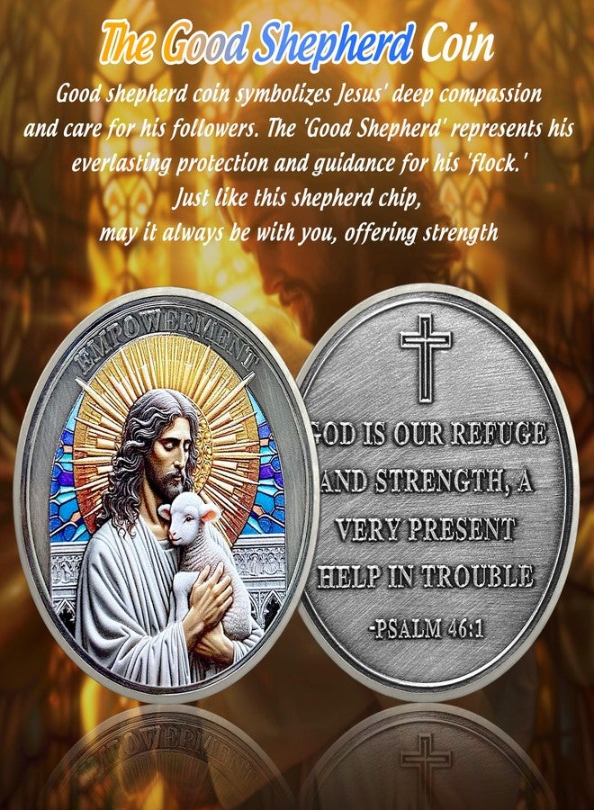 IELCJJ Rare The Good Shepherd Challenge Coin - Psalm 46 1 Jesus God Empowerment Prayer Token - Art Pocket Bible Verses Christian Coins - Lucky Religious Commemorative Gifts for Men Women - Image 2