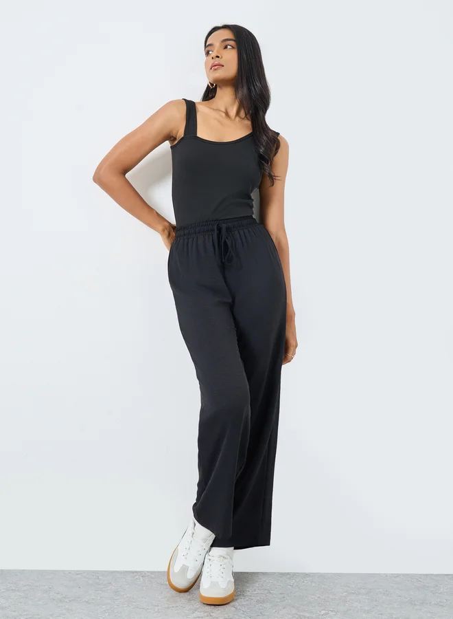 تايك تو Take Two Women Solid Drawstring Waist Pants