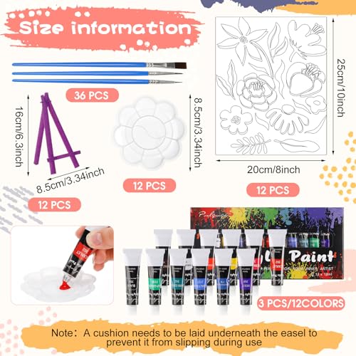 Sherr 108 Pcs 12 Set Flower Sip and Paint Kit for Adults 8x10 Pre Drawn Canvas to Paint DIY Acrylic Painting Kit Pre Printed Canvas for Date Night Mothers Day Party Team Building - Image 3