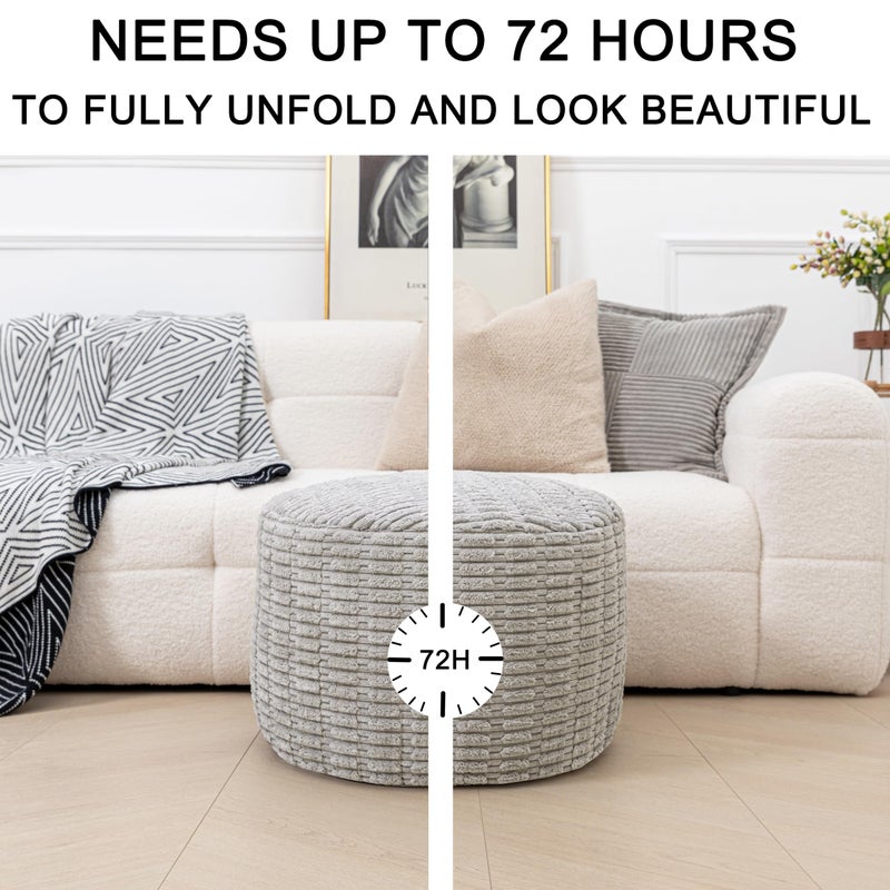 Asuprui Round Ottoman Pouf Ottoman Foot Stool Seat Faux Fur Bean Bag Foot Rest Floor Chair Leg Rest for Living Room, Bedroom or Wedding Gifts 20x20x14 Inches (Light Gray) - Image 5