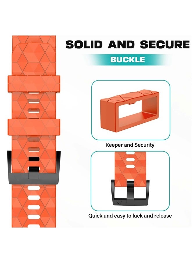 OVERSTEP Silicone Band Compatible Fenix 7/6 Pro/5 Plus Band, 22mm Soft Silicone Quick Release Easy Fit Watch Strap Compatible for Garmin Fenix 7/5 Plus 6 Pro/Forerunner 935/945/Epix Gen 2 Band, Orange  - Image 2