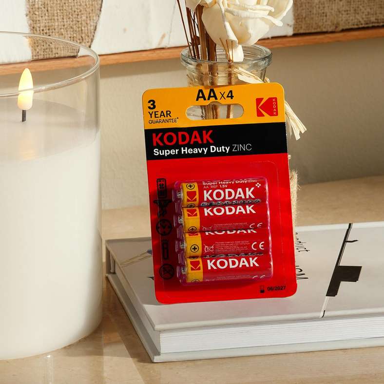 Pan Home Kodak Heavy Duty AA Batteries - Red, 4-Pack