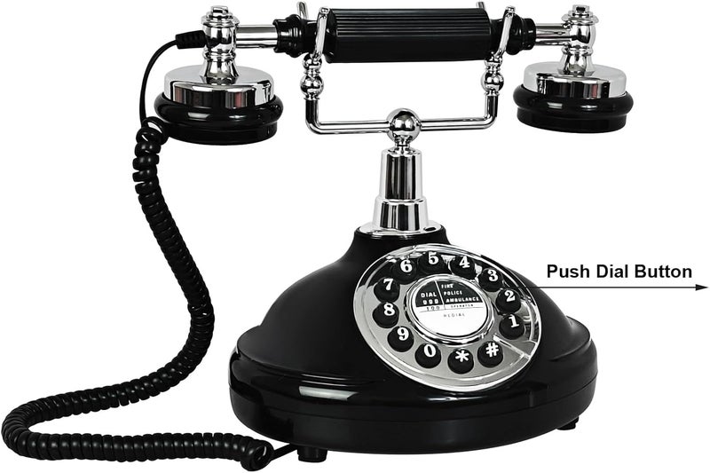 TelPal Black Retro Phone, Corded Landline Telephone for Home/Office/Hotel, Old Fashion Vintage Telephone with Last Number Redial, Wired Antique Phone Gift for Seniors - Image 4