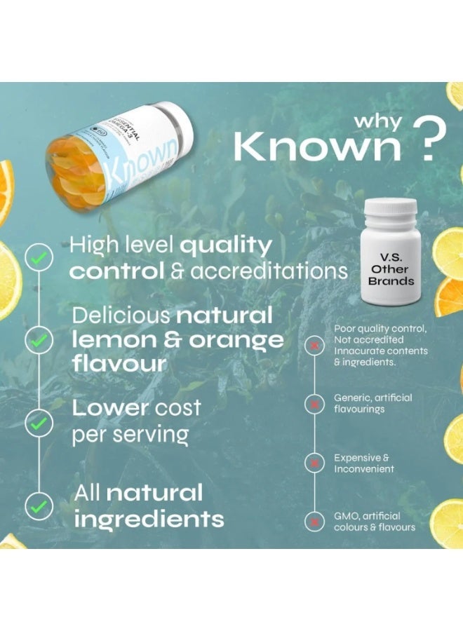 Known Essential Omega 3 Gummies Supplement |Omega 3 with DHA & EPA | Lemon & Orange Flavour - Image 3