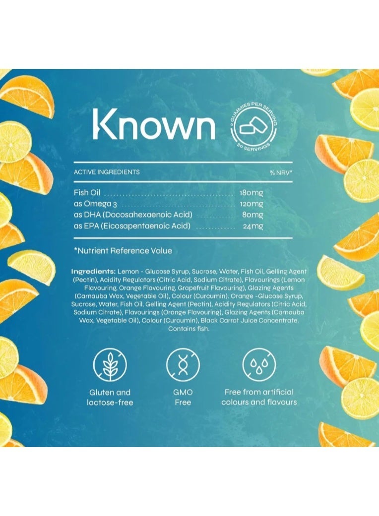Known Essential Omega 3 Gummies Supplement |Omega 3 with DHA & EPA | Lemon & Orange Flavour - Image 4