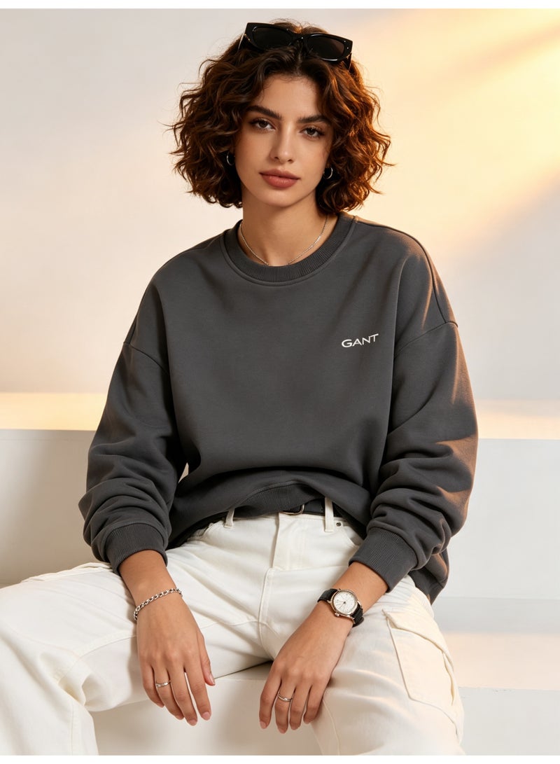 GANT Men's and Women's Crew Neck Sweatshirt, Casual Long Sleeve Pullover, Dark Gray - Image 4
