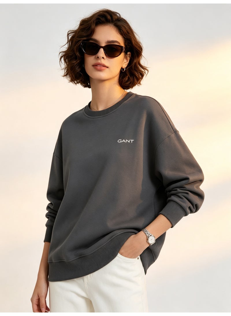 GANT Men's and Women's Crew Neck Sweatshirt, Casual Long Sleeve Pullover, Dark Gray - Image 3