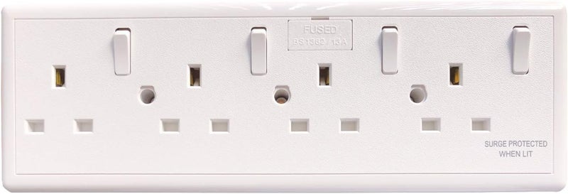 ETERNA CONVERT4 Converter Plug Socket Outlet 1 or 2 Gang to 4 Gang with Surge Protection - Image 1