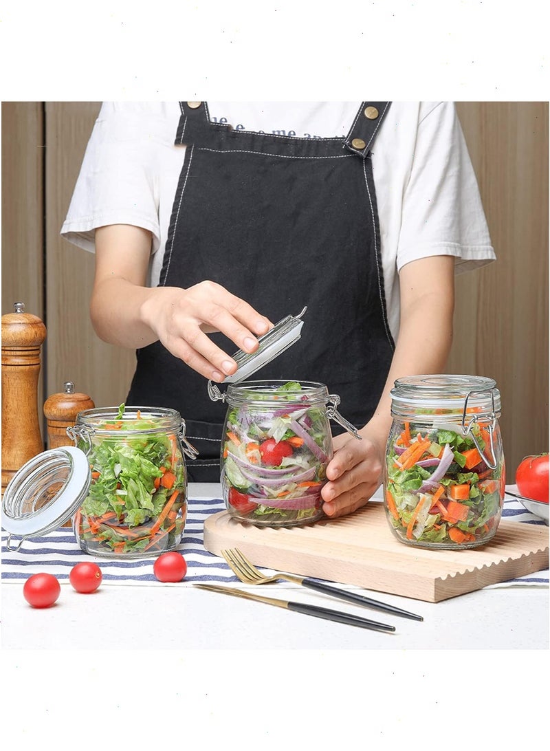 يواوليتي عبوات زجاجية محكمة الإغلاق مع أغطية، مجموعة من 6 عبوات، عبوات تخزين طعام مستديرة مع أغطية قابلة للإغلاق للمطبخ، لتعليب الحبوب والقهوة والمعكرونة والسكر والفاصوليا والتوابل، عبوات زجاجية شفافة - Image 5