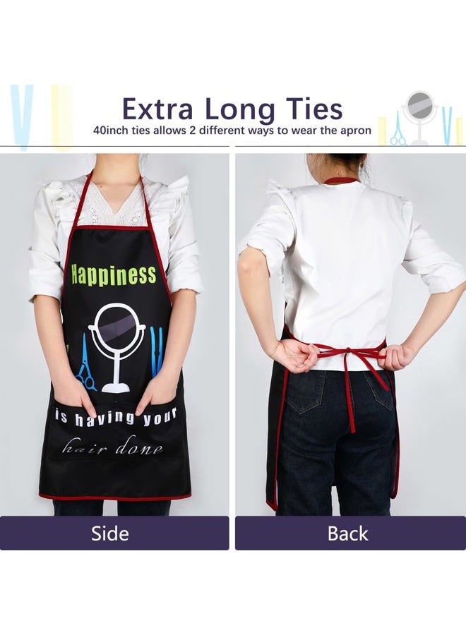Satinior 3 Pieces Waterproof Salon Apron Stylist with Pockets for Women Men Hairdressers Cosmetology Aprons Dog Grooming Work Smock Funny Barber Hair Cutting Favor, Black, 26.7inch*28.7inch - Image 3