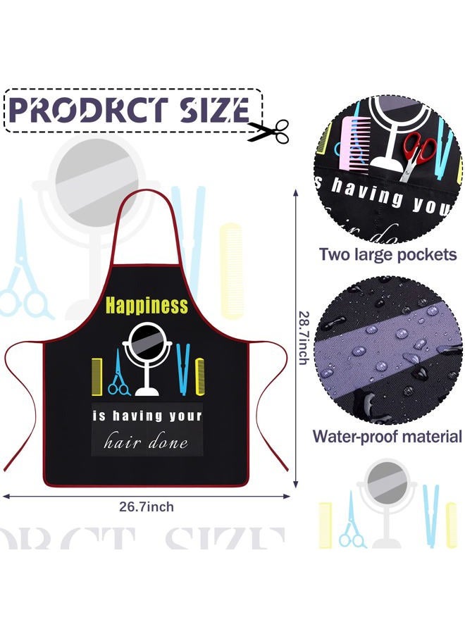 Satinior 3 Pieces Waterproof Salon Apron Stylist with Pockets for Women Men Hairdressers Cosmetology Aprons Dog Grooming Work Smock Funny Barber Hair Cutting Favor, Black, 26.7inch*28.7inch - Image 2