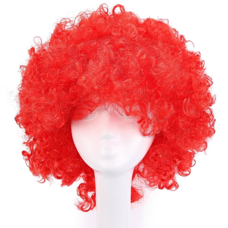 MapofBeauty 35cm Fashion Holiday Fluffy Funny Show Clown Wig Red