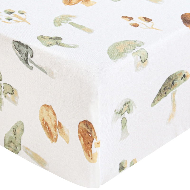 Lifetree Crib Sheets For Baby  Muslin Fitted Crib Sheets Boys Girls - Toddler Bed Sheet Fits Standard Crib  70% Viscose From Bamboo And 30% Cotton  Mushroom Pattern  28In X 52In - Image 1